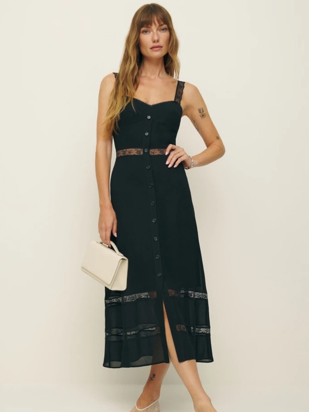 Reformation Wynton Midi Dress Black Lace